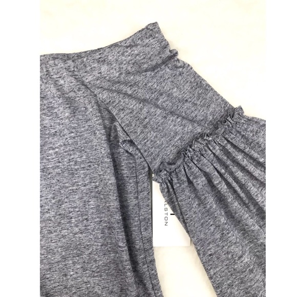 NWT HALSTON Gray Knit Off The Shoulder Peasant Top - Picture 3 of 4